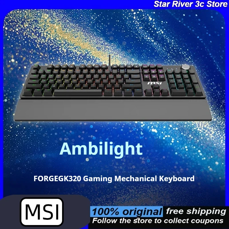 

MSI FORGE GK320 BLUE SC Mechanical Keyboard with Custom Mechanical Switch RGB Ergonomic Gaming Keyboards with Wrist-Rest for Win