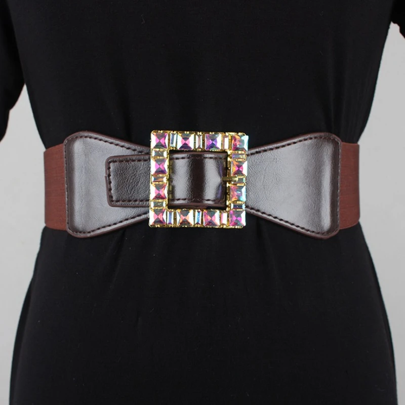 حجر الراين مشد حزام أنثى فتاة مصمم فاخر واسعة مطاطا Cummerbund أحزمة أنيقة للنساء فستان الشرير القوطية حزام الخصر