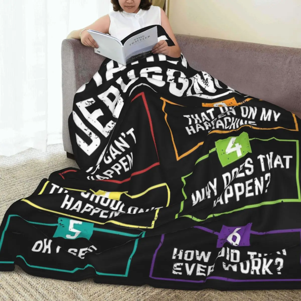 Throw Blanket 6 Stages Of Debugging Computer Programming Micro Fleece Blanket Four Size Trendy Comfortable For Camping Nice Gift