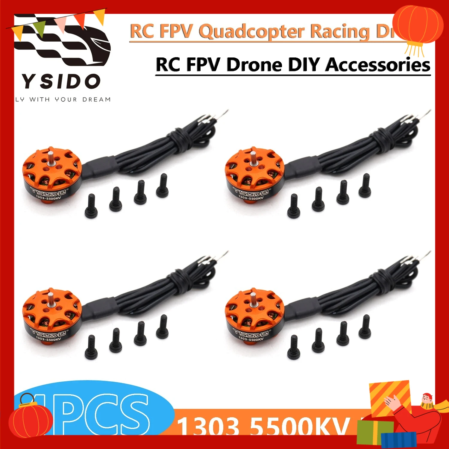 

4PCS YSIDO 1303 Brushless Motor for 2-3 inch Cinewhoop RC FPV Drone Freestyle Quadcopter Racing Drone DIY Accessories