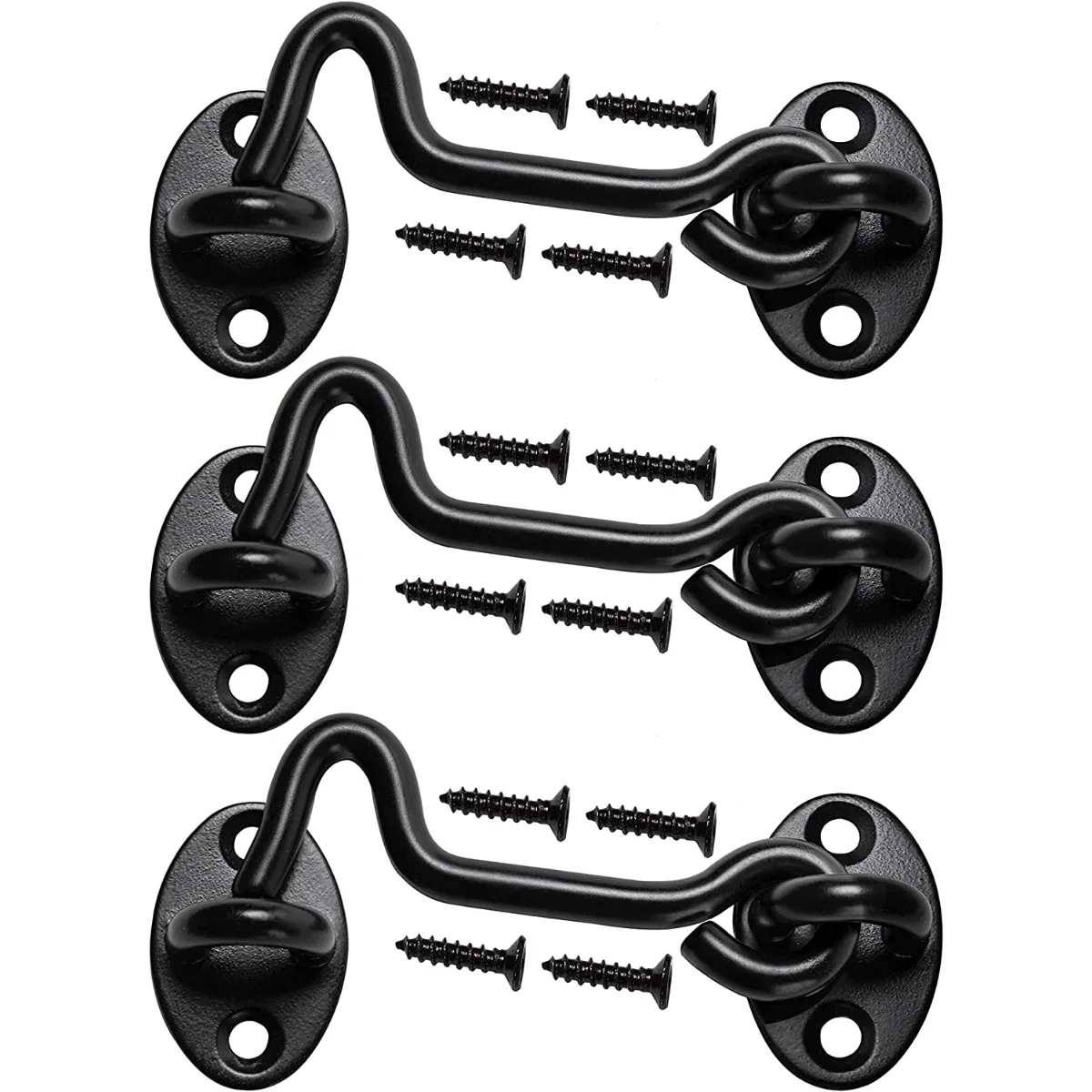 Rust-Resistant Sliding Barn Door Lock - Secure Eye Hook Latch with screws for Privacy, Perfect for Indoor Doors, Wooden Fences