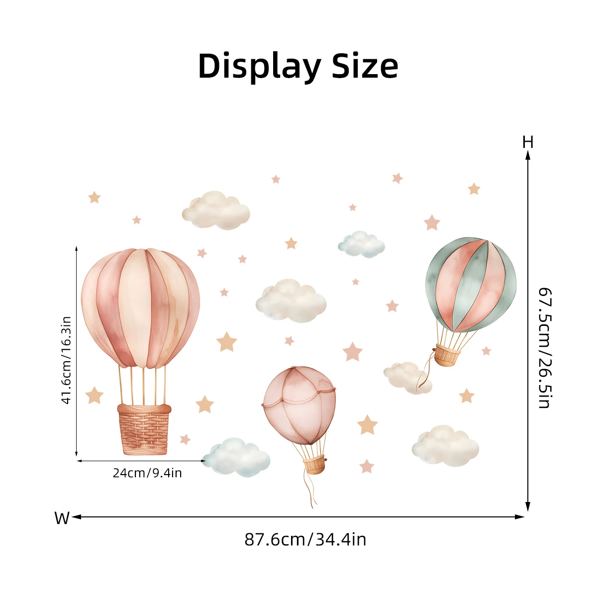 1Pc Cartoon Cloud Star Balloon Furniture adesivi murali per bambini Room Decor bambini camera da letto decorazione soggiorno decalcomanie da parete