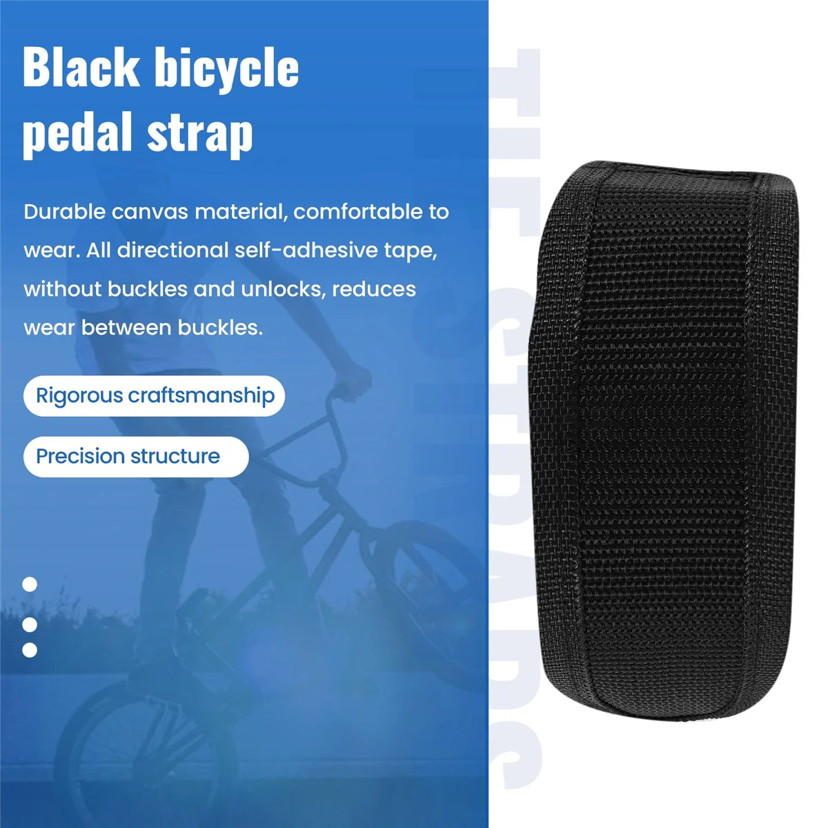 BVBV Soldier Fixed Gear Fixie BMX Bike Bicycle Anti-slip Double Adhesive Straps Pedal Toe Clip Strap Belt black