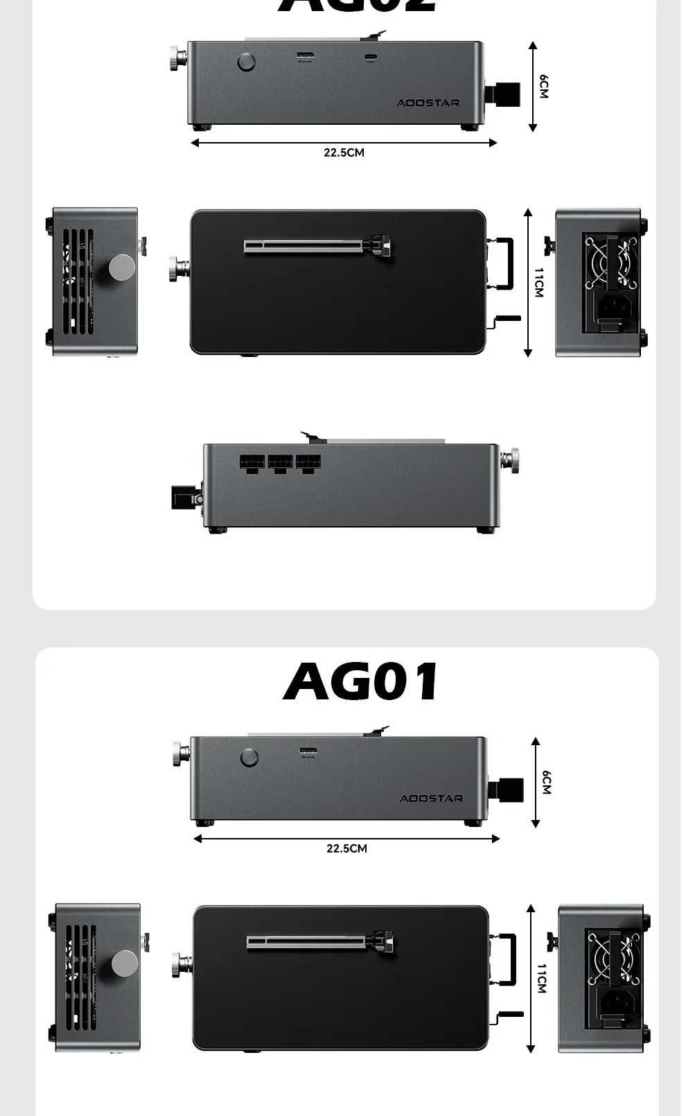 SZBOX AG01 / AG02 قاعدة توسيع بطاقة الرسومات المدمج في بطارية 800 واط 3*8pin بطاقة الرسومات موصلات الطاقة