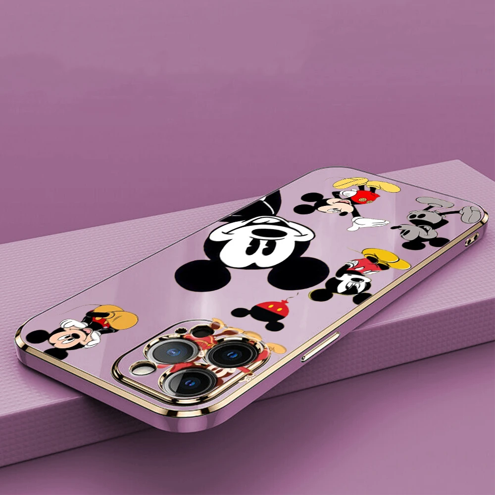 Luxury Plating TPU Soft Phone Case for Samsung S10 S20 S21 S22 S23 S24 Ultra Plus FE M54 Cover SS28 Disney Mickey Mouse Mickey