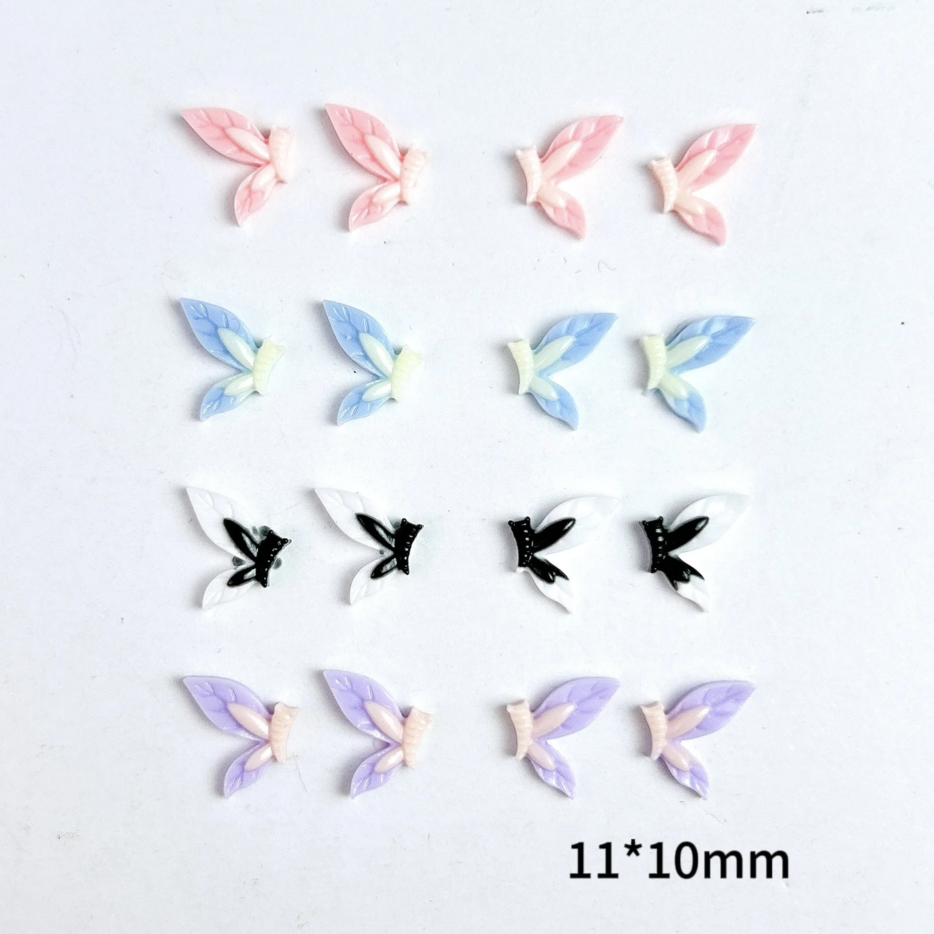 カワイイネイルアートレジンチャーム、3D、11x10mm、カラフル、キュート、バタフライネイルアクセサリー、DIY、ネイルアートデコレーション、ガール、20個