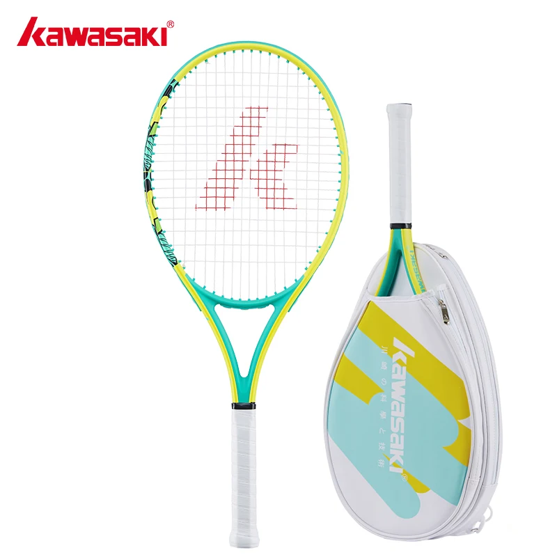 Kawasaki-raqueta de tenis con amortiguador, accesorio con marco ovalado de fibra de carbono 100, raqueta de entrenamiento de nivel medio con bolsa de tenis