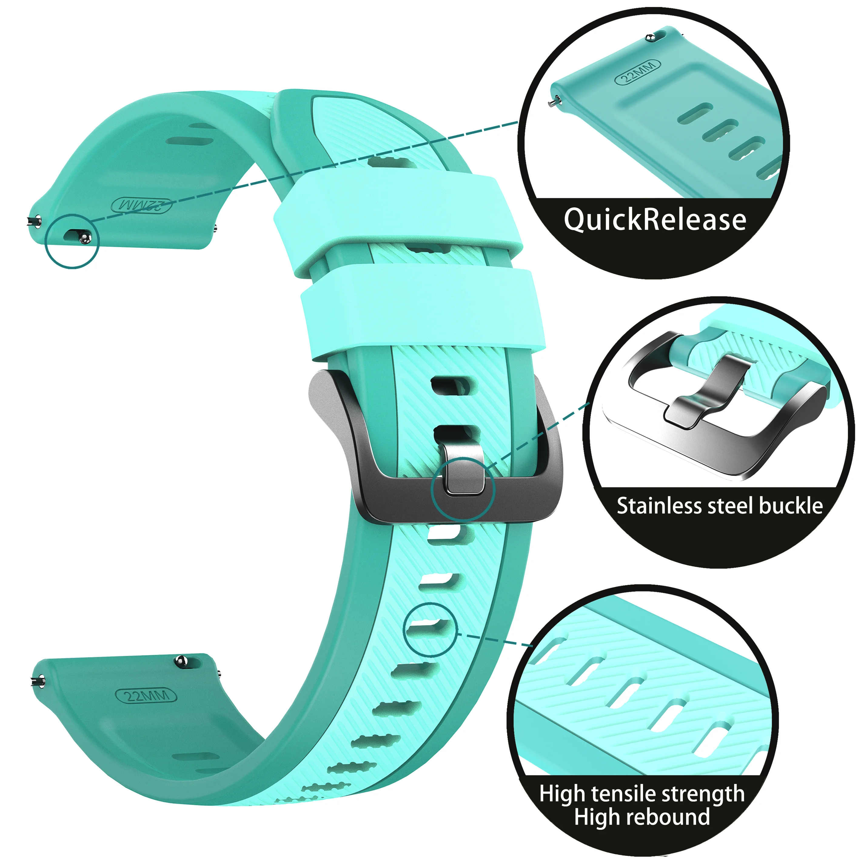 22 مللي متر حزام ساعة اليد ل الأحفوري GEN 6 5 5E 44 مللي متر/GEN 5 LTE 45 مللي متر الرياضة سيليكون الفرقة Gen 5 كارلايل/جوليانا كوريا سوار معصمه #5