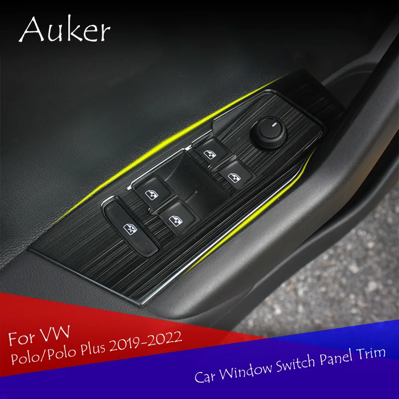 Window Switch Panel Adjust Cover Trim Stickers Strips Garnish Decoration Car Styling For VW Polo/pPolo Plus 2019 2020 2021 2022