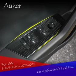 Window Switch Panel Adjust Cover Trim Stickers Strips Garnish Decoration Car Styling For VW Polo/pPolo Plus 2019 2020 2021 2022