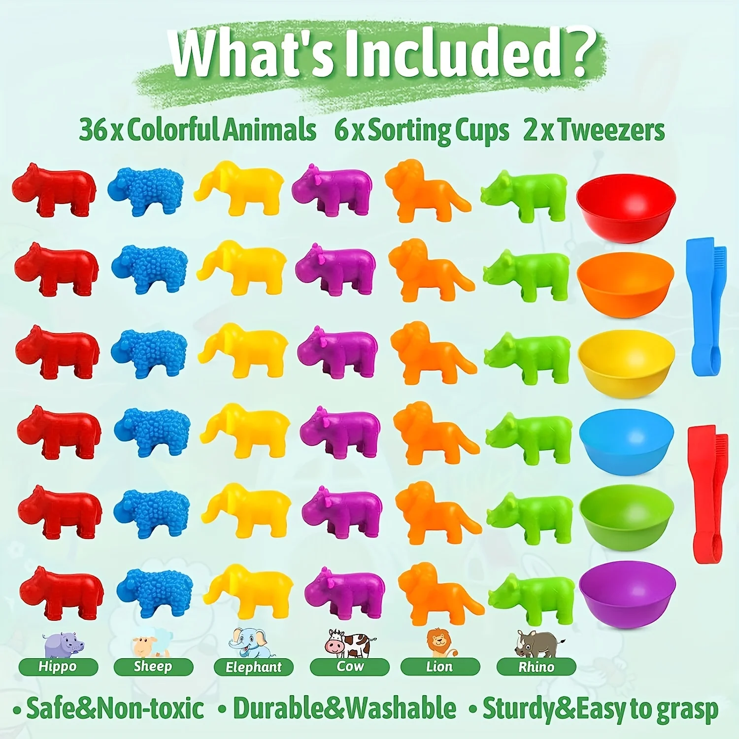 Counting Animal Matching Games Color Sorting Toys with Bowls Preschool Learning Activities for Math Montessori Kids Sensory Toys