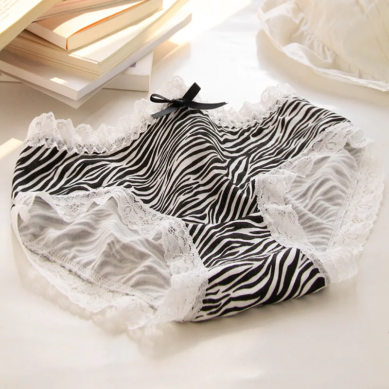 Women\'s Cotton Underwear Sexy Lace Panties Fashion Leopard Print Traceless Briefs Waist Comfort Underpants Female Lingerie
