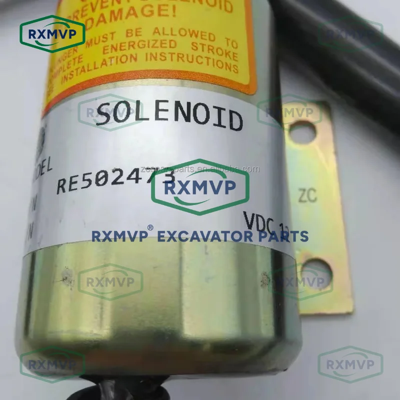 RE502473 Stop Solenoid Valve 12V Fits Excavator Feller Buncher 653G 740 840 843G Diesel Engine