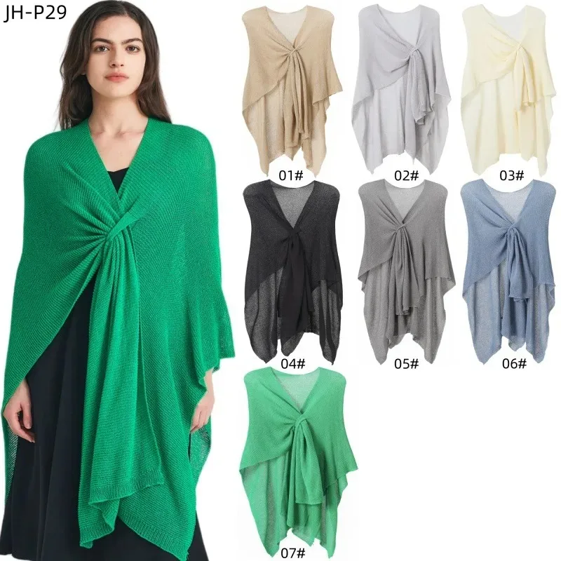 

Women's Knitted Cape Shawl - Versatile Travel Poncho for Spring Summer Autumn Keeps Warm in Air-Conditioned Rooms 11