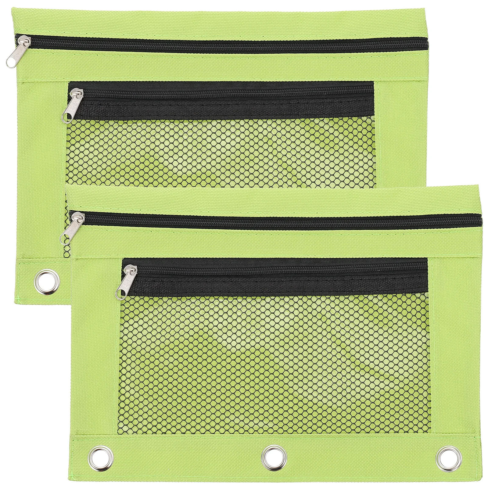 

2Pcs Pencil Storage Bag Binder Stationery Bag Zipper Closure Smooth Easy Open Large Capacity Pouch for Pens Pencils Calculators