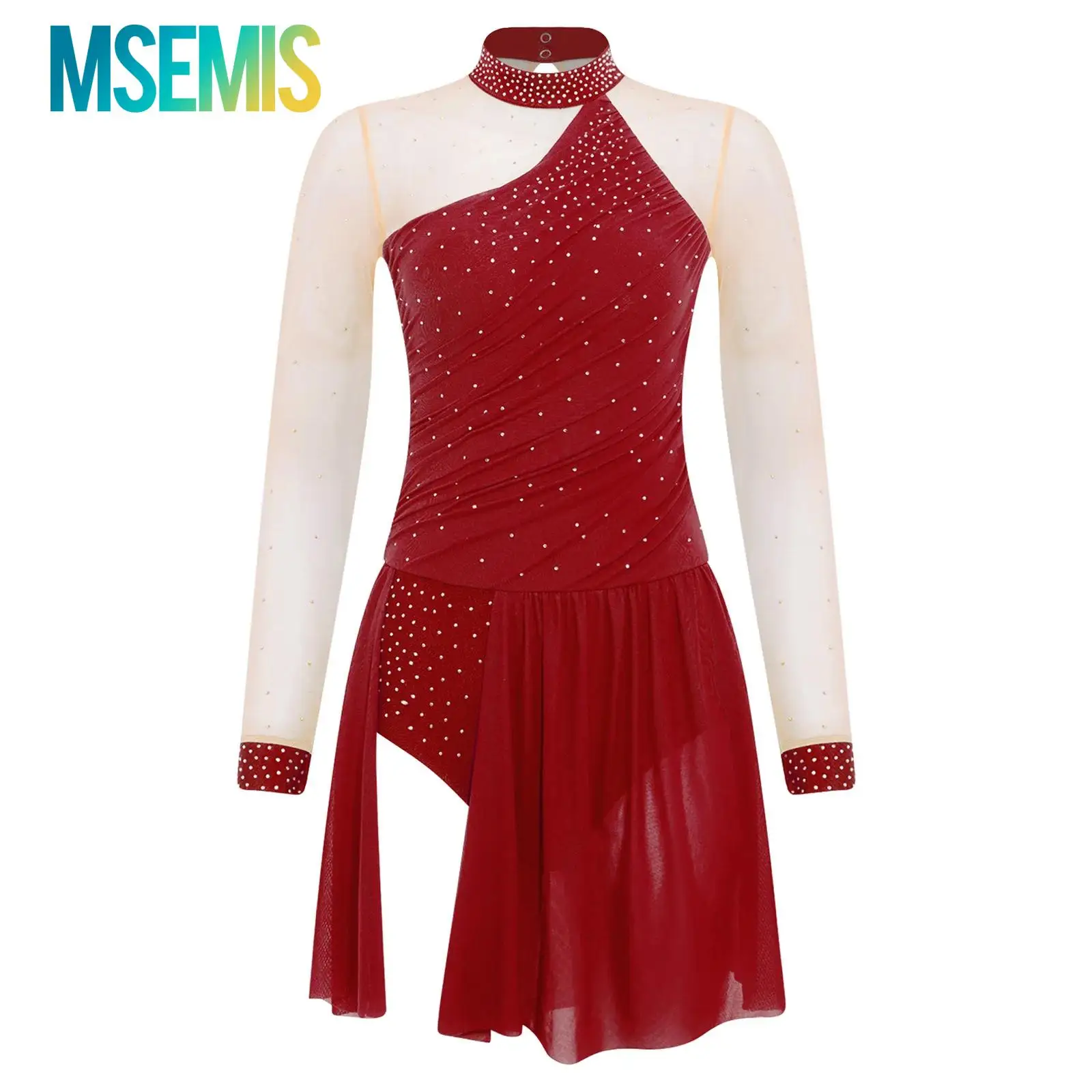 

Женское платье-джерси со стразами для балета, гимнастики, фигурного катания, современного и лирического танца, костюм для выступлений, танцевальная одежда