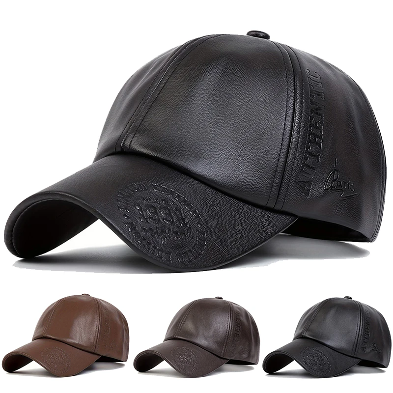Unisex Vintage Leder Baseball Caps Frühling Herbst Outdoor Sonnenschutz Hut Einstellbar Casual Trucker Hüte