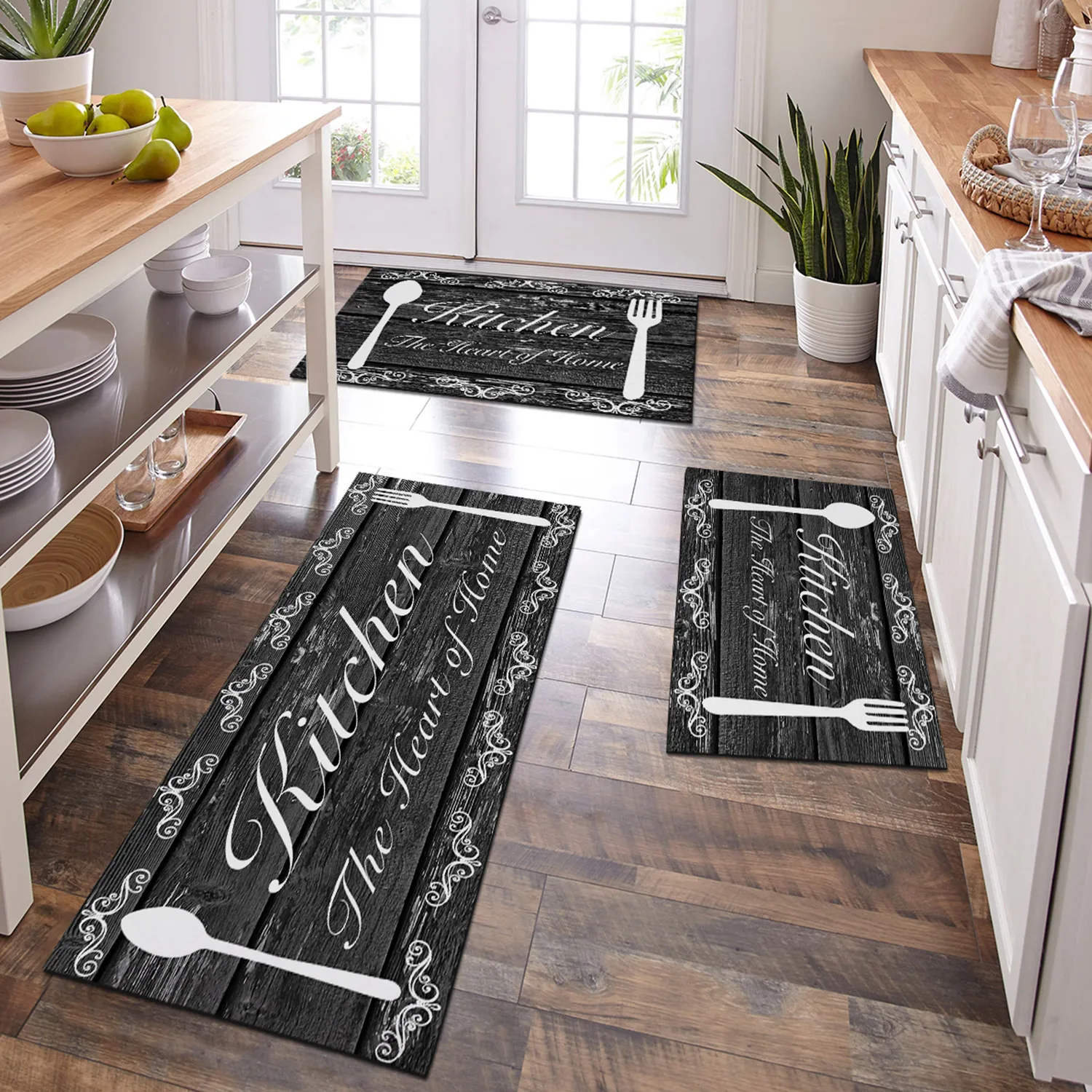 VIKAMA Washable kitchen absorbent floor mat Comfortable sponge kitchen carpet main bathroom mat Non-slip waterproof door mat Kit