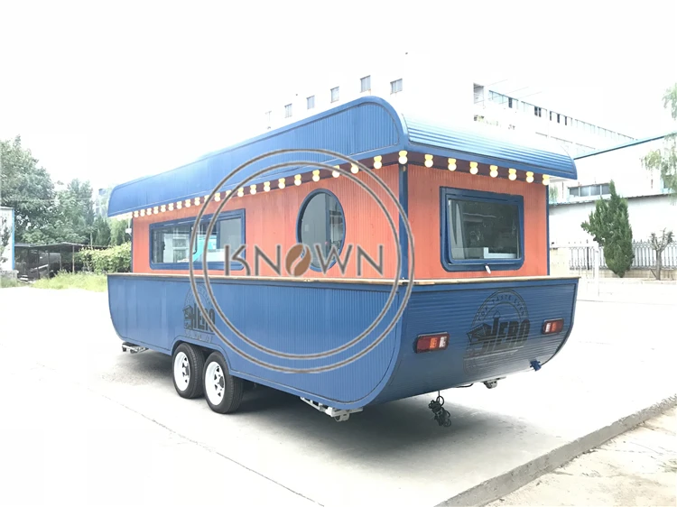 2023 Customization Outdoor Vintage Snack Food Truck Cart Mobile Mini Boat Shape Coffee Food Trailer Support for Sale Europe