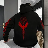 2025 Fashionable Men Hoodie Warm Winter Autumn Casual Wear Viking Raven Symbol Print Urban Style Sweater Y2k Men's Clothing