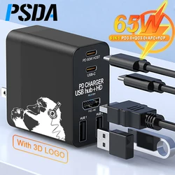 PSDA 3D 65W Usb Hub 3.0 High Speed To HD Splitter For TV PD 60W Type C Fast Charger Steam Deck Docking Station Laptop Computer