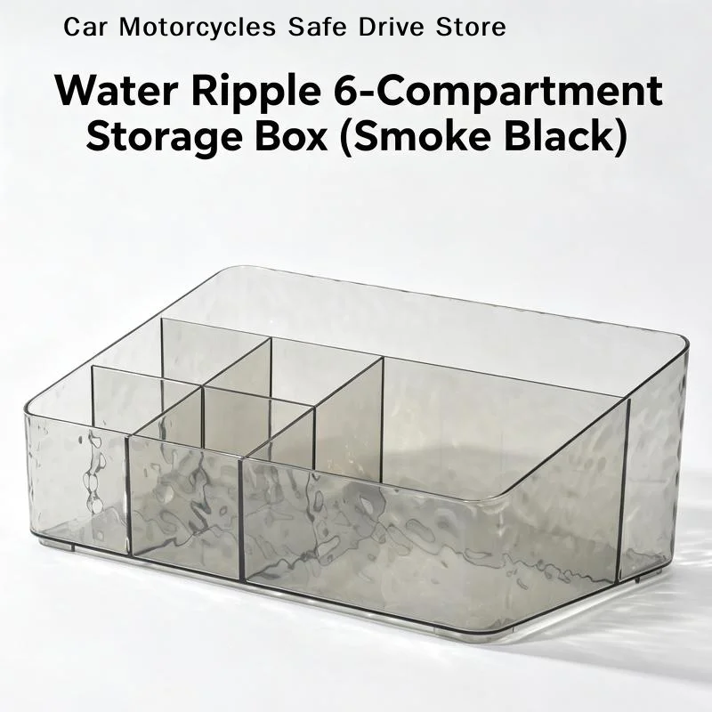 【M】1Pcs 6 Grids Cosmetic Storage Box Senior Sense Of Light Luxury Desktop Makeup Box Transparent Visible Moisture Proof Shelf