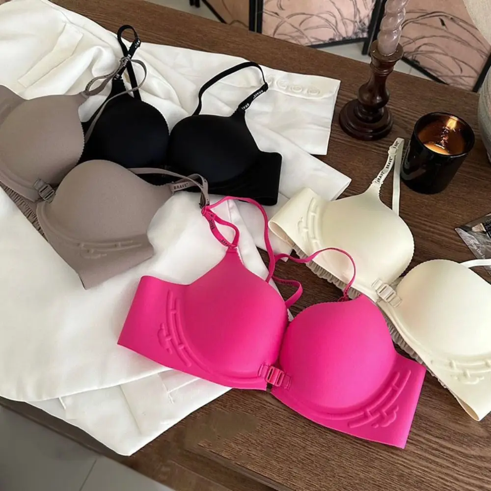 

Letter Wireless Deep V Bra Front Button Shockproof Seamless Bra for Women Lingerie Close-fitting Push Up Underwear Running