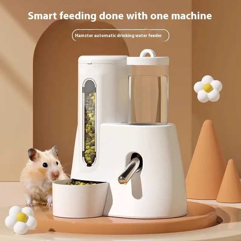 Alimentador y bebedero para hámster 2 en 1, alimentador automático a prueba de fugas de gran capacidad, dispensador de agua y alimentos, suministros de alimentación de alimentos a prueba de fugas