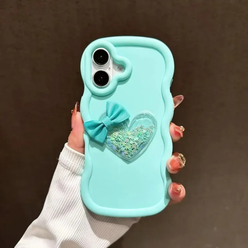 For Samsung Galaxy A06 A05S A14 A13 A04S A12 M12 F12 A11 A10S M01S F14 M14 F05 M05 Phone Case 3D Wave Glitter Love Soft Cover - náhled 3