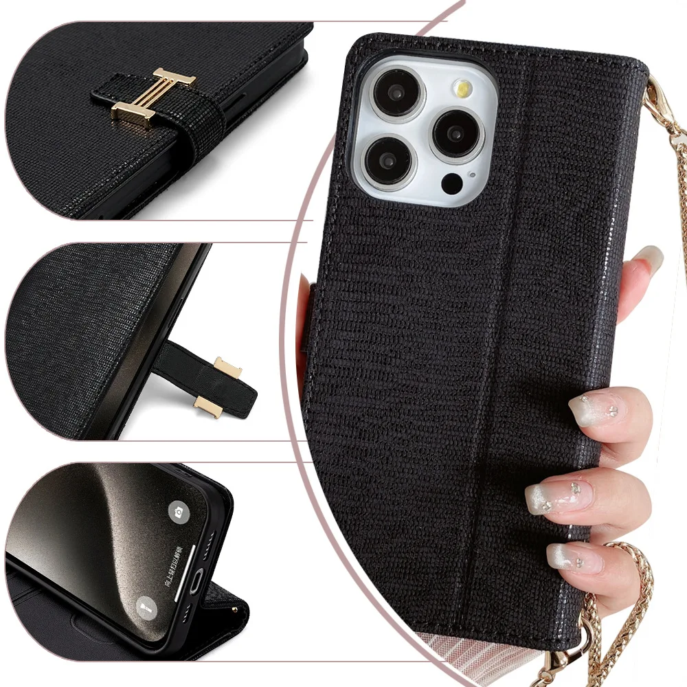 Crossbody Wallet Case for Xiaomi Mi15 Ultra Mi14T Mi14 Mi13T Mi13 Pro Mi12S Mi12 Mi11T Mi11i Leather Metal Strap 3 Cards Cover