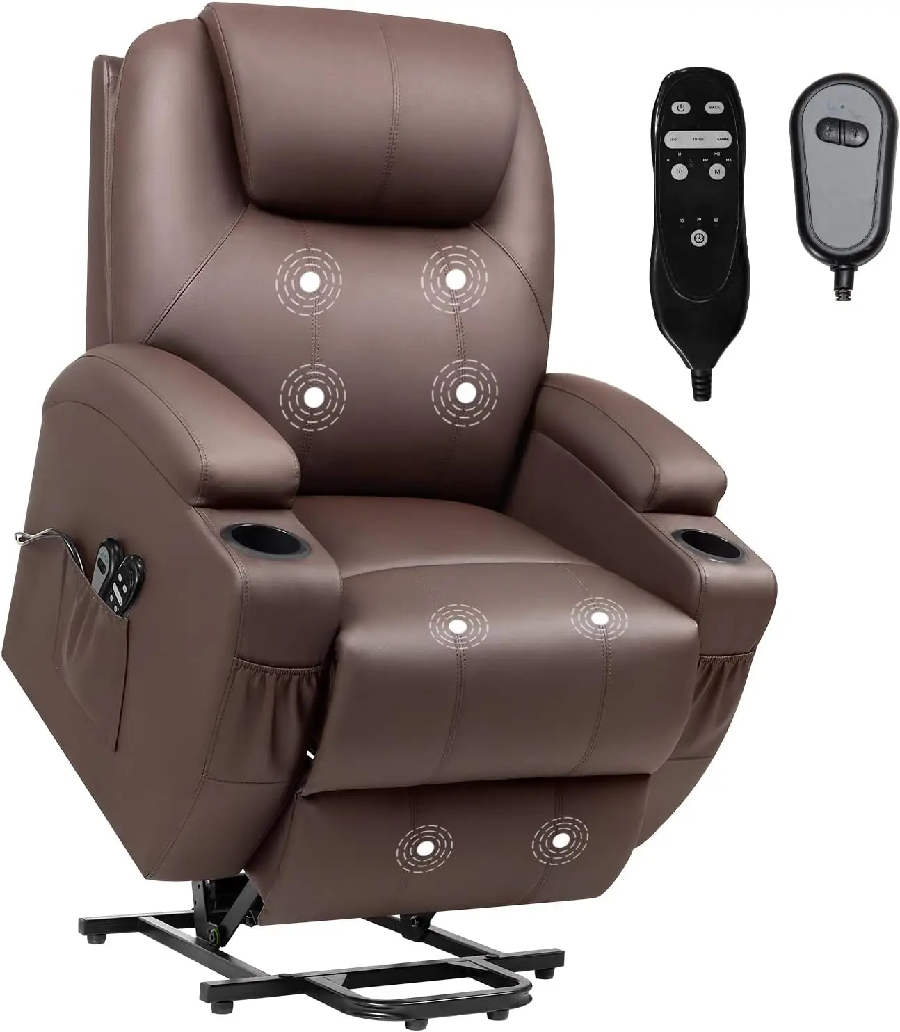 Electric Power Lift Recliner Chair for Elderly Reclining Sofa for Living Room with Massage, Side Pockets and Cup Holders