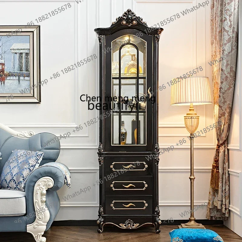 

xzEuropean Style Single and Double Door Wine Cabinet Luxury Home Retro Wall Drawer Locker Display Cabinet French Sideboard