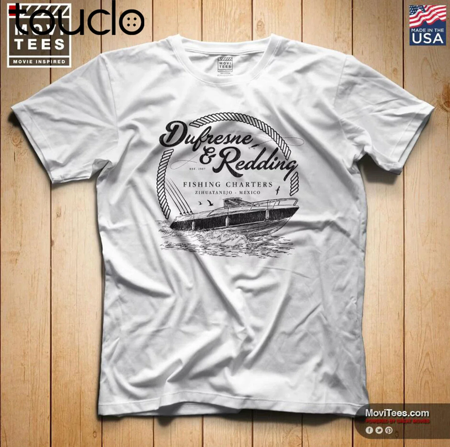 Dufresne & Redding Fishing Charters T-Shirt Inspired By The Shawshank Redemption  New Fashion Short Sleeve Design T Shirt