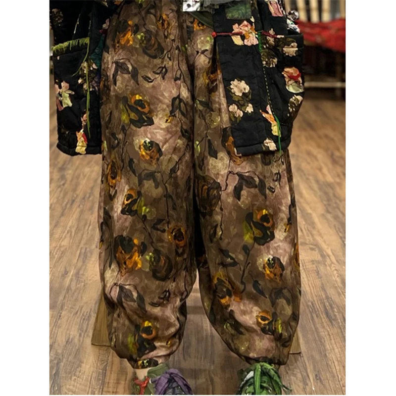 

Новое поступление, зимние женские универсальные хлопковые льняные брюки до щиколотки, повседневные свободные шаровары с эластичной резинкой на талии и мультяшным принтом Y269