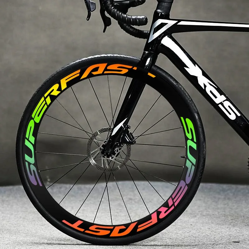 8Pcs/set road bicycle wheel set sticker, SUPERFAST personalized DIY color change wheel hub modification wheel bicycle wheel rim