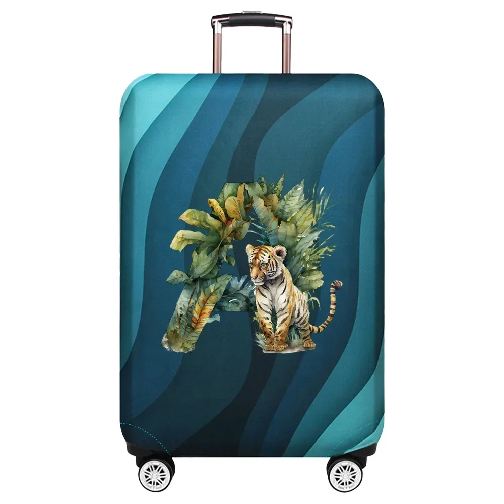 Stretch Fabric Luggage Protective Cover Simplicity Suitcase Trunk Holders Case Portable Travel Accessories Jungle Tiger Letter