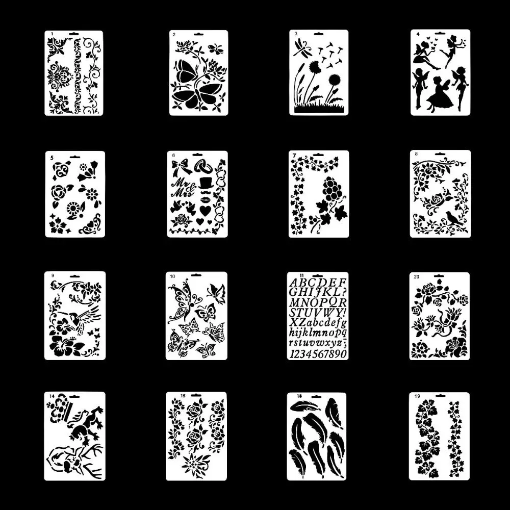 재사용 가능한 페이스 페인트 템플릿 속이 빈 장식용 DIY 바디 아트 페인트 스텐실 손으로 쉽게 그릴 수 있는 타투 메이크업 도구