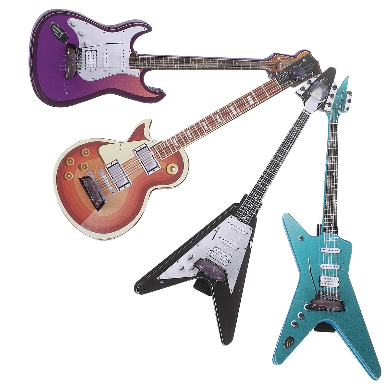 

4Pcs Novelty Music Hair Clips Miniature Metal Guitar Barrettes 3D Realistic Design Edgy Punk Style for Women Parties Casual