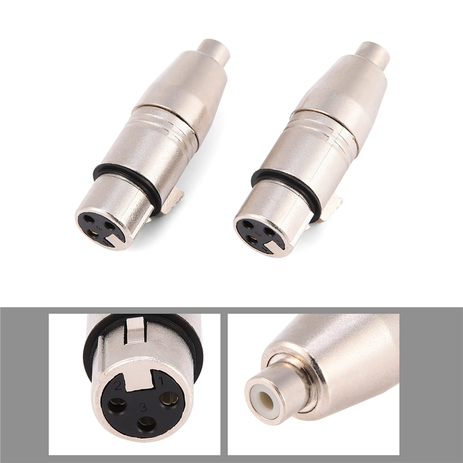 2 x 3-Pin XLR Female Jack to RCA Female Audio Microphone Microphone Connectors for Microphone Speakers