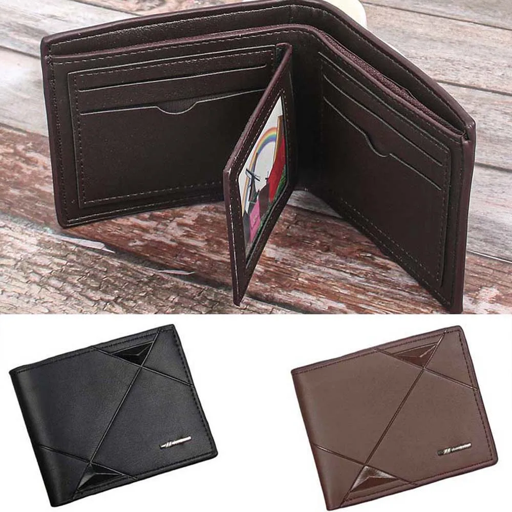 

Portable PU Leather Men Wallet Cash Clip ID Card Cover Business Card Holder Black Coffee Thin Short Coin Purse Male