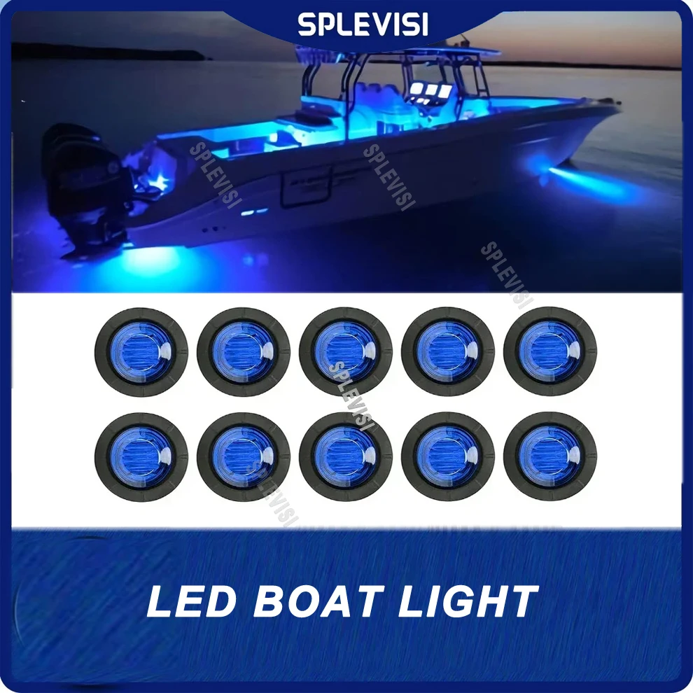 

10x Waterproof Marine Boat LED Lights, Interior Utility Navigation Lights Deck Courtesy Lights 12V for Yacht Boat Pontoon Kayak