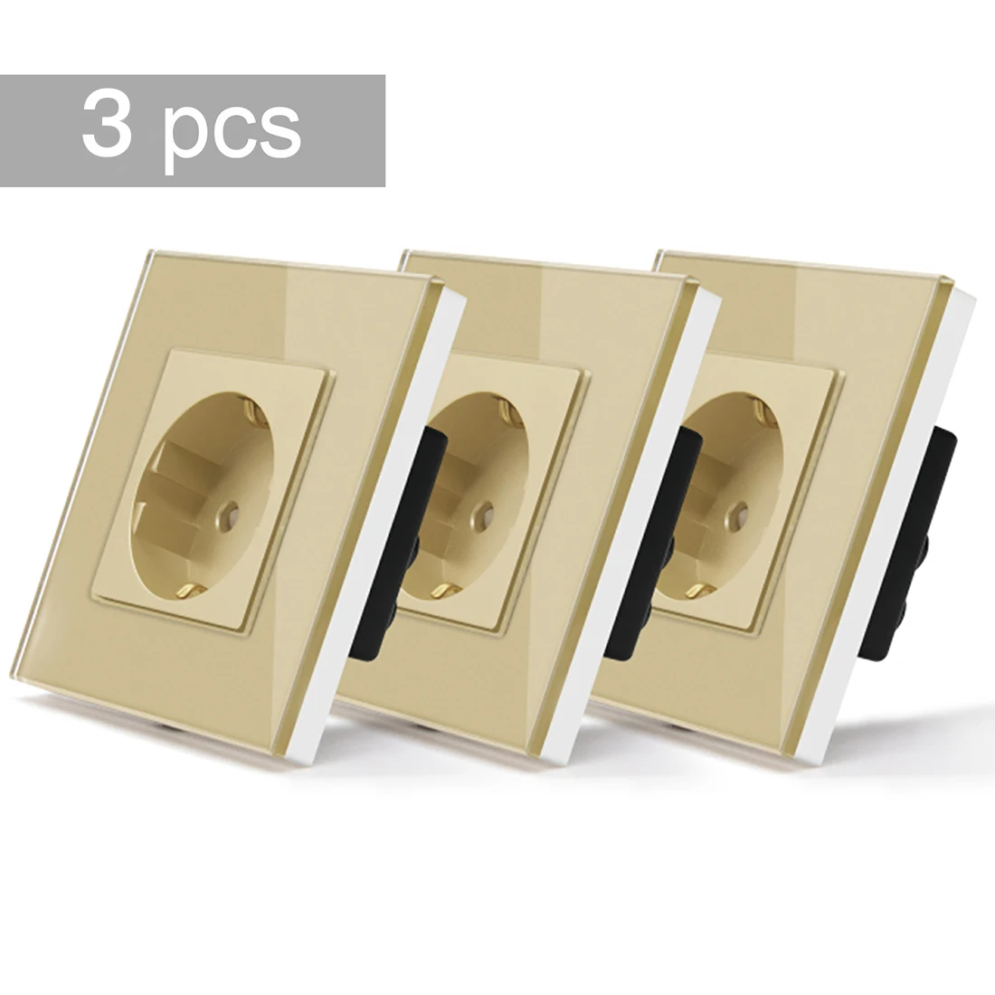 Bseed 1Gang 2way/3way Touch Schalter 3Packs Licht Schalter Weiß Schwarz Golden Crystal Class Panel EU wand Schalter Wasserdicht Schalter 9