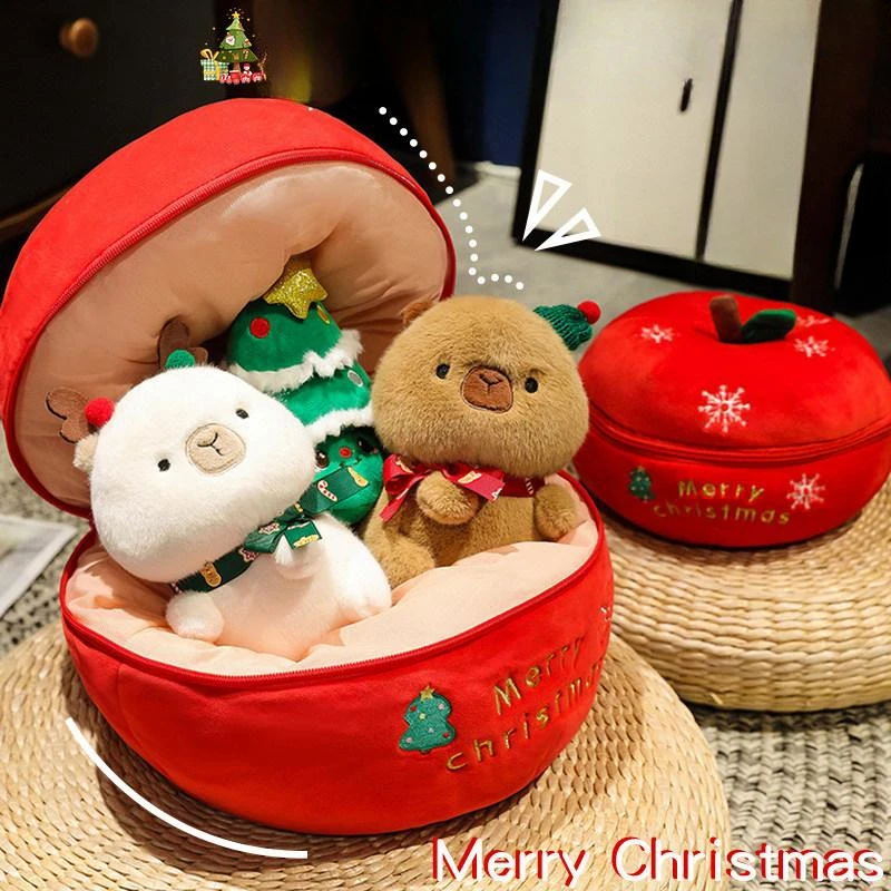 Kapibala Capybara Elk Christmas Tree Plush A Full Set Toy Christmas Capibala Gift Cute Exquisite Animal Stuffed House Xmas Decor