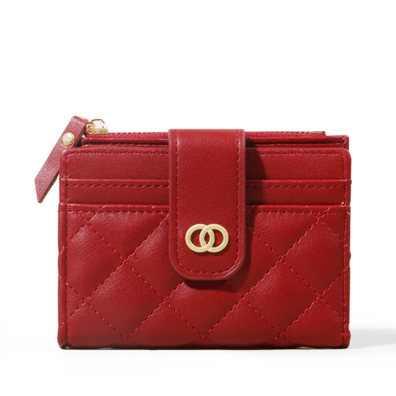 محافظ نسائية من جلد البولي يوريثان محفظة نسائية صغيرة متعددة البطاقات حامل عملة قصيرة محافظ صغيرة رفيعة بسحاب Carteras Para Mujeres