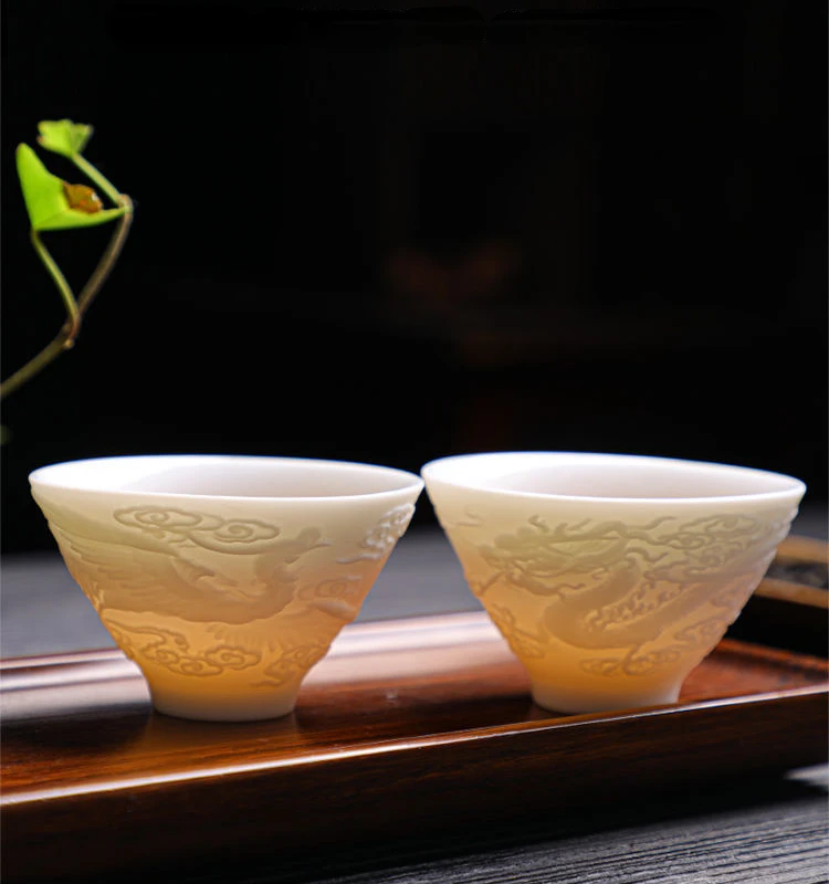 Dragon and Phoenix ceramic tea cup, 60ml, Kung Fu drink cup, teacup