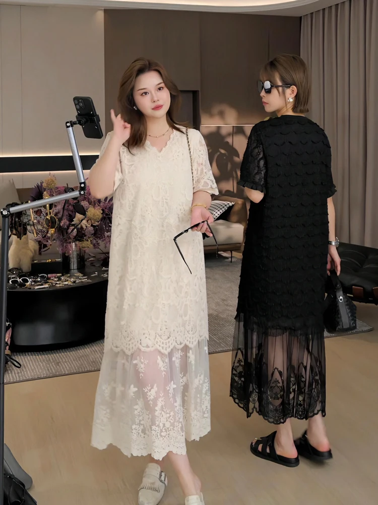 

JiJi Private Collection Zen Sle plus Size ort Sve V-Ne Summer Dr Ele And Gentle Large Size Women's Dr