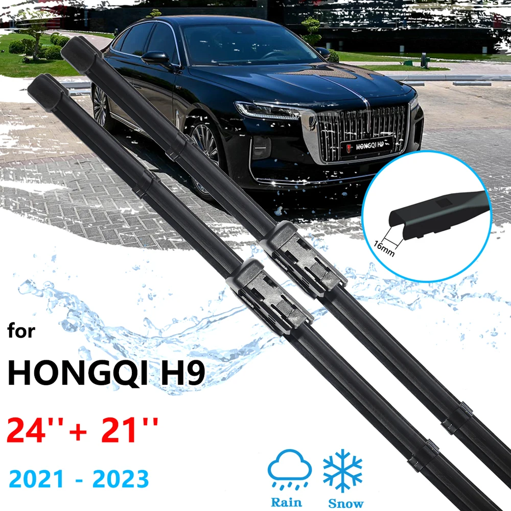 For Hongqi H9 2021 2022 2023 Rubber Strip Refill Frameless Wiper Blades Front Window Cleaning Brushes Replacement Accessories