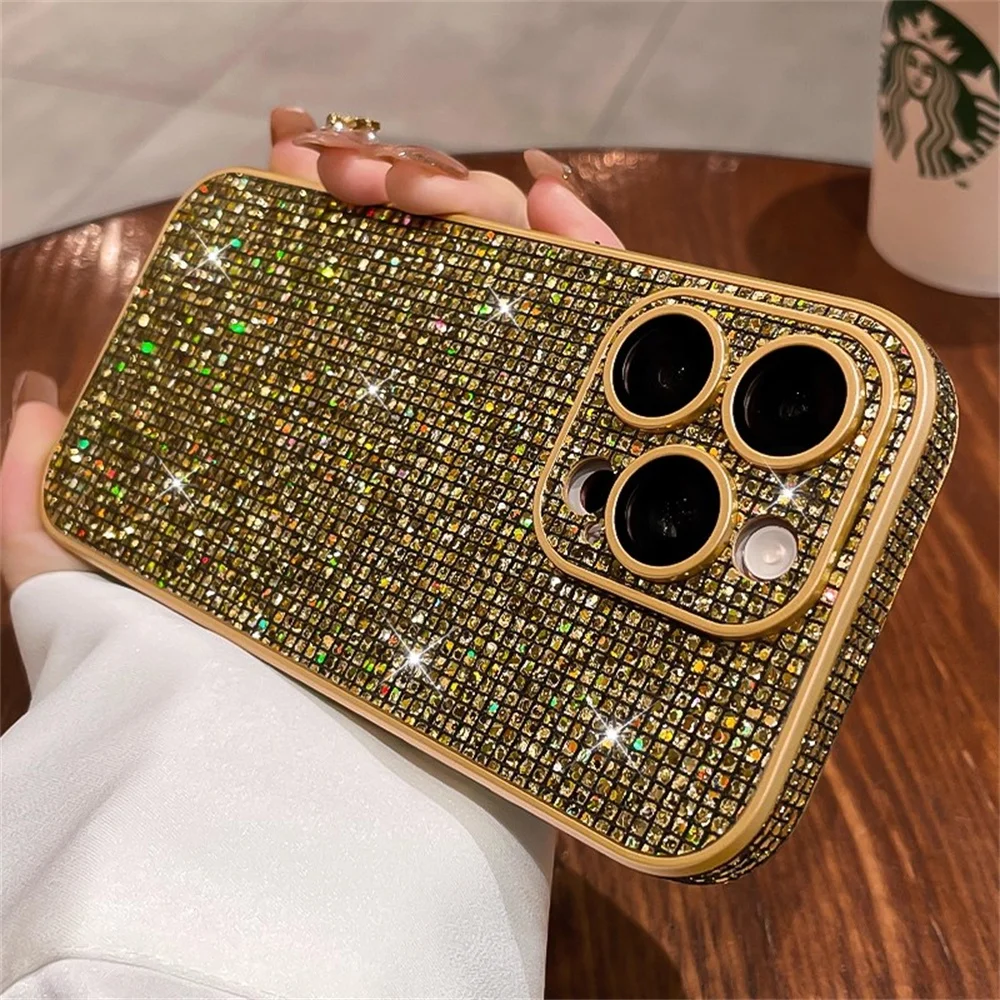 Luxuriöse Handyhülle mit Glitzer und Pailletten für iPhone 18 17 16 15 14 13 12 Pro Max, glitzernde Kamera-Schutzhülle – Detail 10