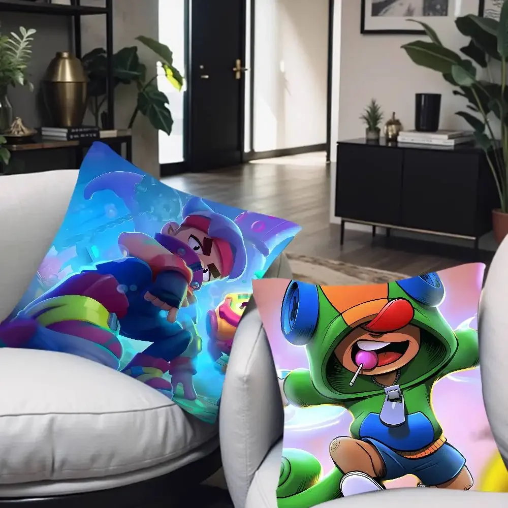 Cartoon B-Brawl Stars Game Cushion Cover Soft Decorative Square Cushion Covers 45x45cm Pillowcases For Sofa Couch Bedroom