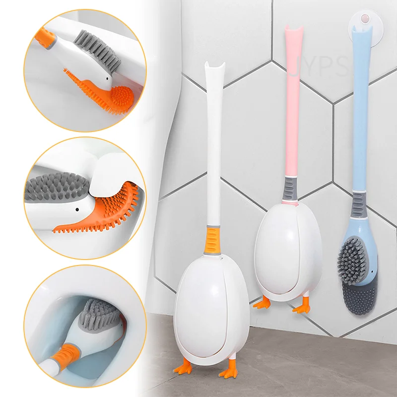 

Silicone Toilet brush WC All-round cleaning Toilet cleaner with holder Funny WC brush shelf for Bathroom Accessories Home use